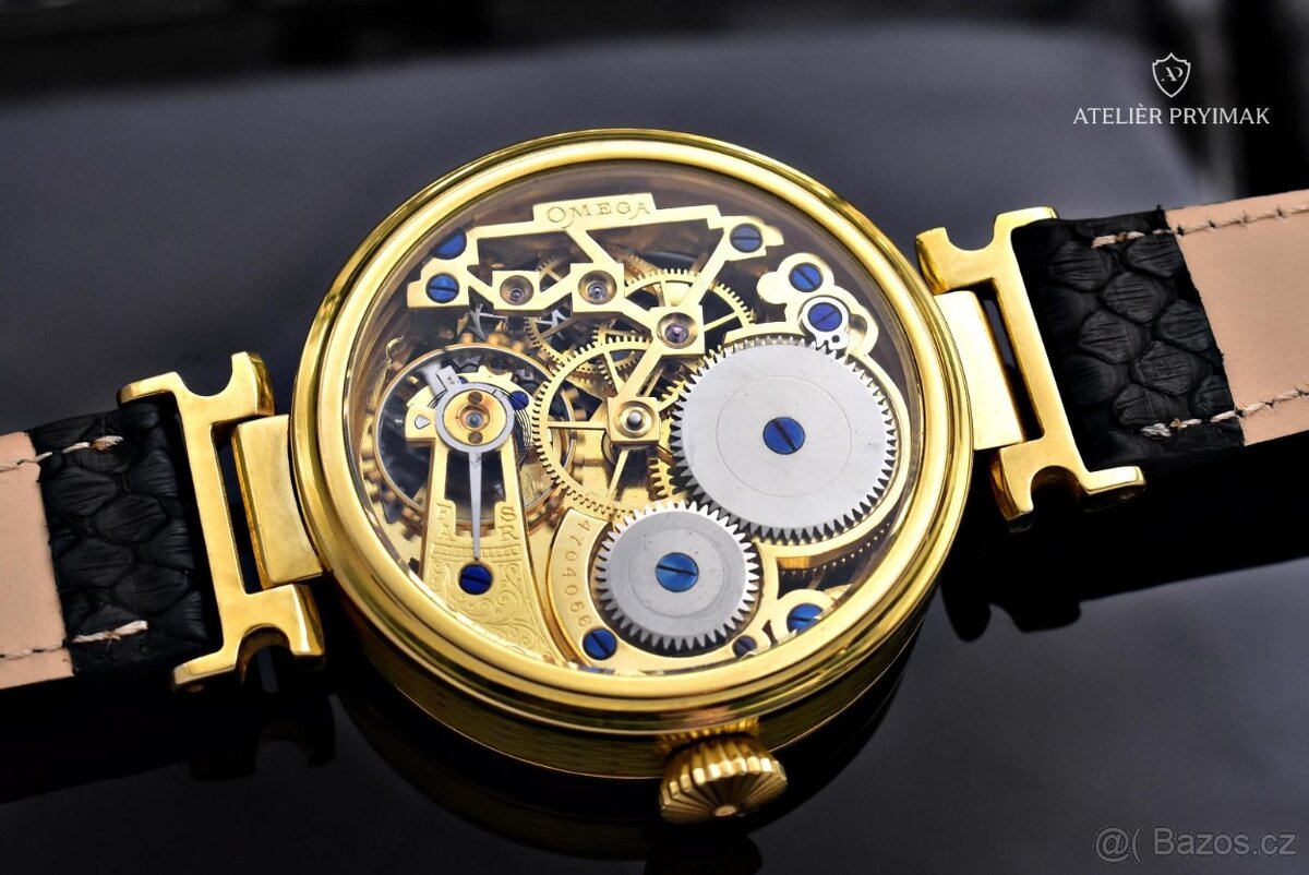 Exkluzivní starožitné skeletové hodinky OMEGA 1914 - 7