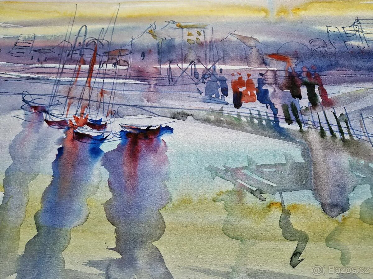 MOSHE LEIDER - (Akvarel) 4 , Impresionizmus - 7