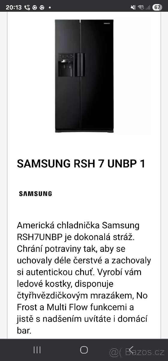 Americká lednice SAMSUNG RS A+++H 7 UNBP - 7