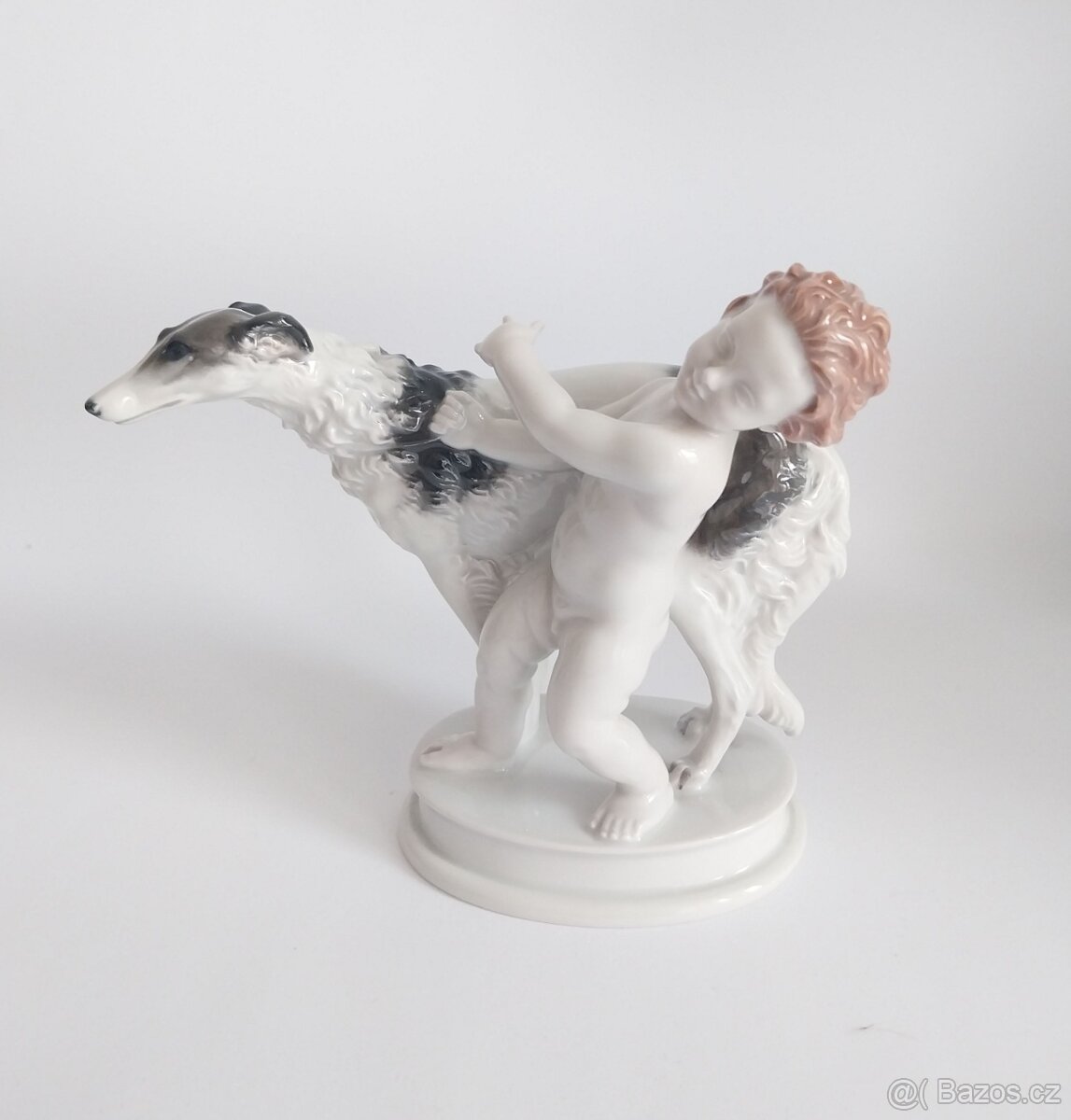 Starožitná porcelánová figura - putto a barzoj - Rosenthal - 7