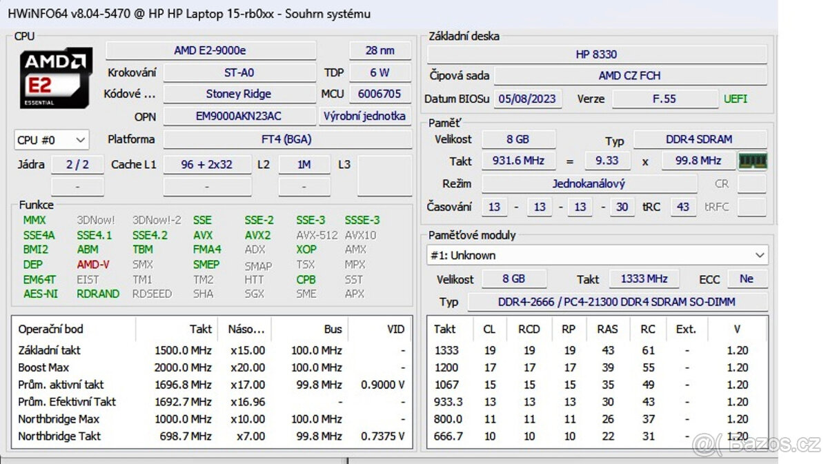 HP 15- rb014nc . 8GB DDR4 . Radeon R2 . SSD . Win11 - 7