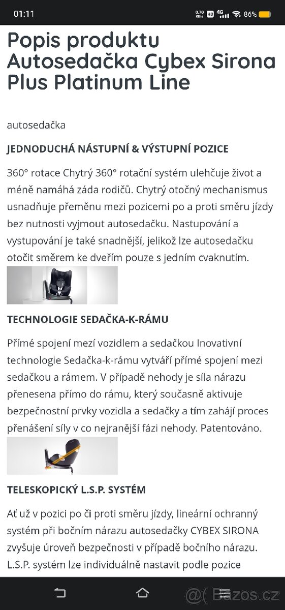 Otočná autosedačka CYBEX Sirona Plus Platinum Line - 7