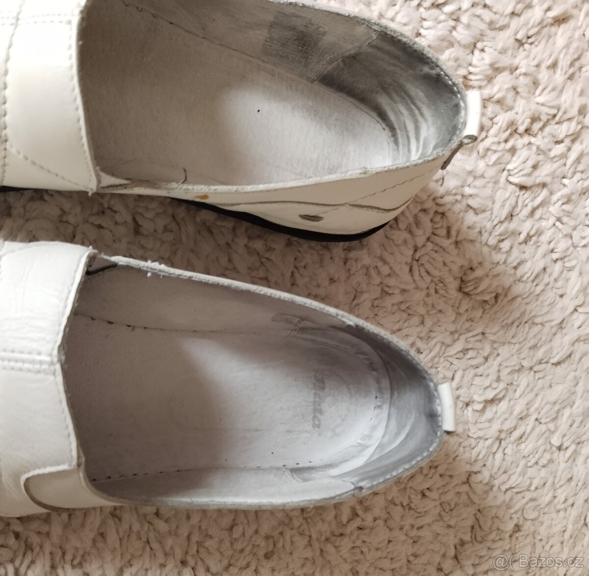 Dámské kožené mokasíny, polobotky, bílé, vel. 39, Baťa - 7