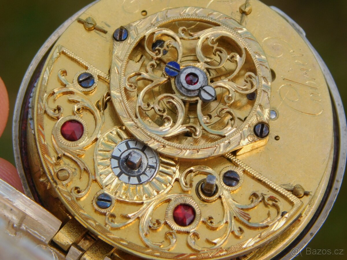 Starožitné anglické stříbrné kapesní "Špindlovky"CABRIER - 7