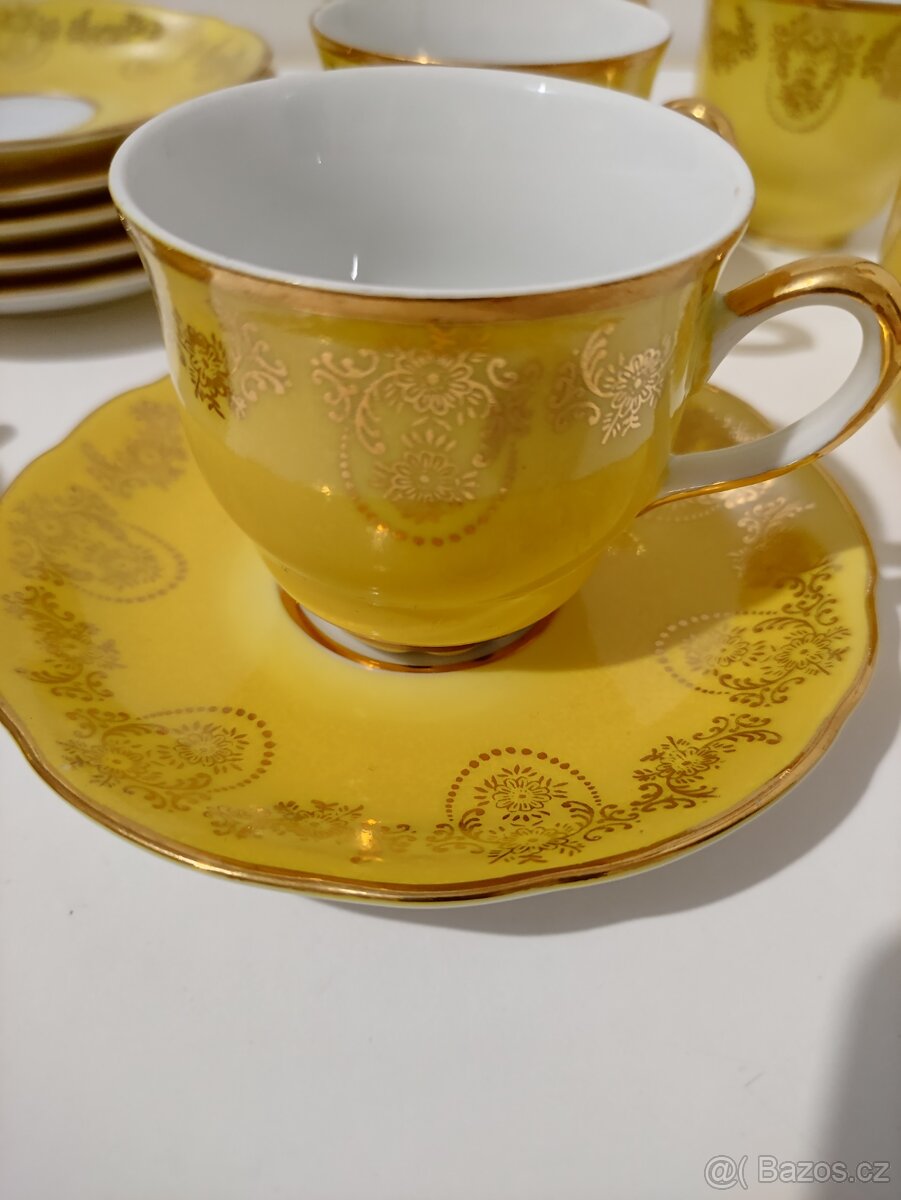 Retro hrníčky s podšálky porcelánová sada značeno - 7