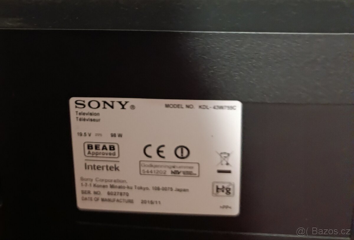 Prodám televizi Sony úhlopříčka 110 cm - 7