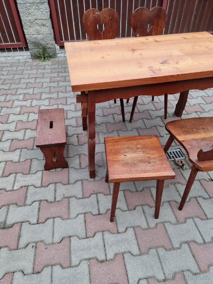 Selský stůl + 3 židle - 7