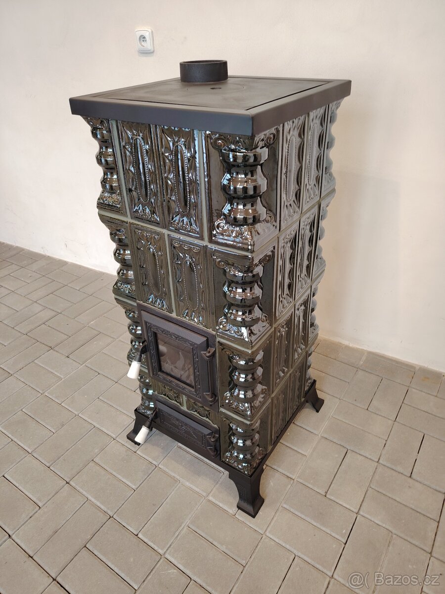 Kachlová kamna sporák Carmen s varnou deskou zelená - 7