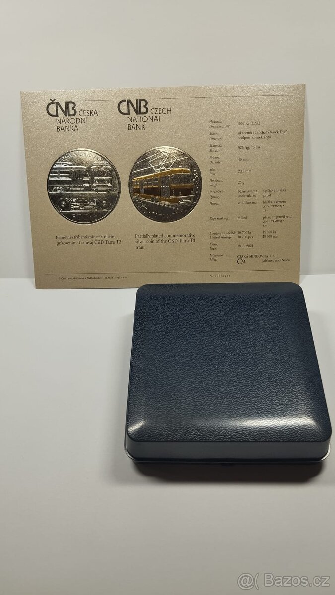Stříbrná pamětní 500kč mince. Ze série Slavné Dopravní Prost - 7