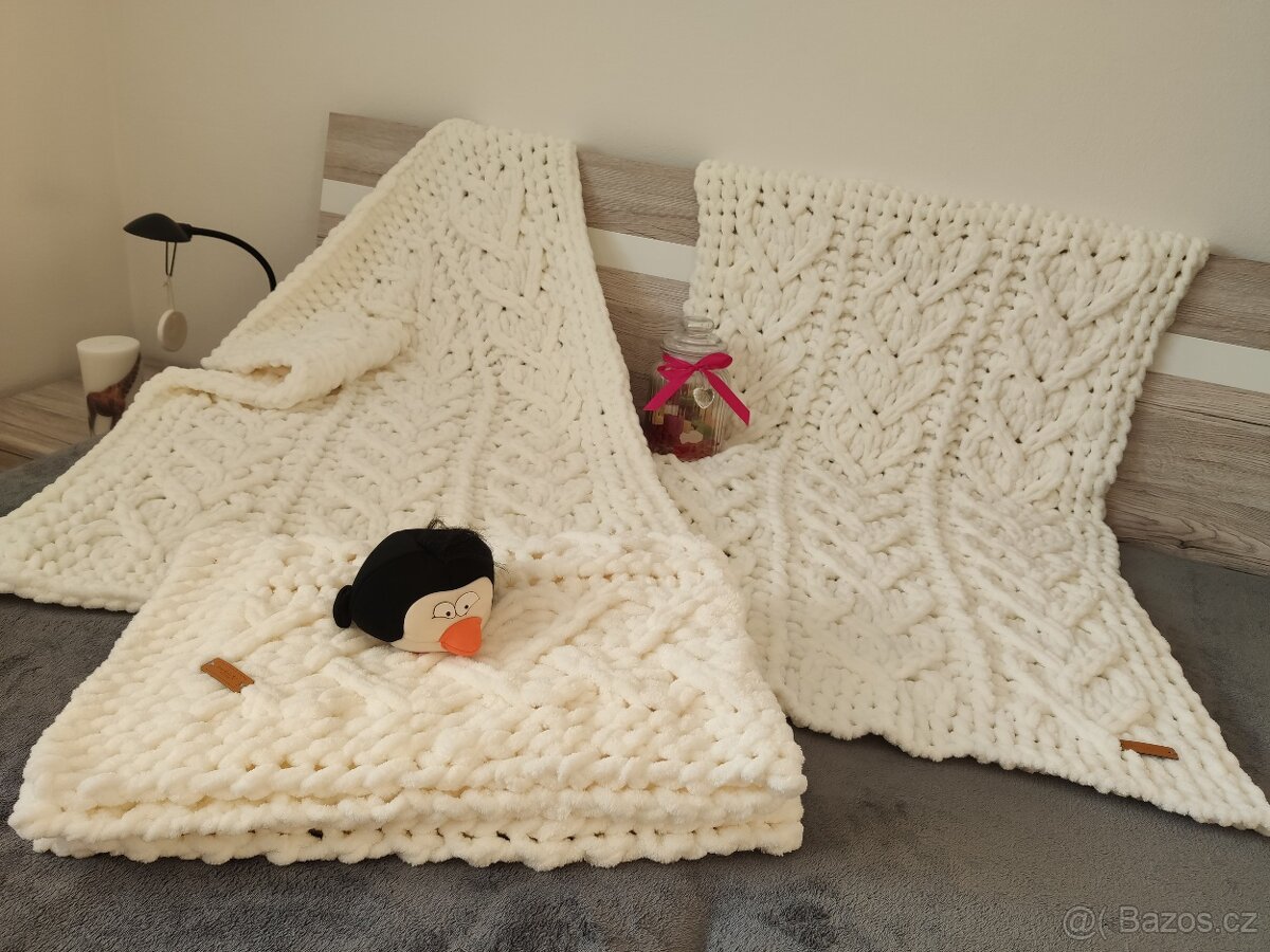 Pletená dětská deka smetanová - 7