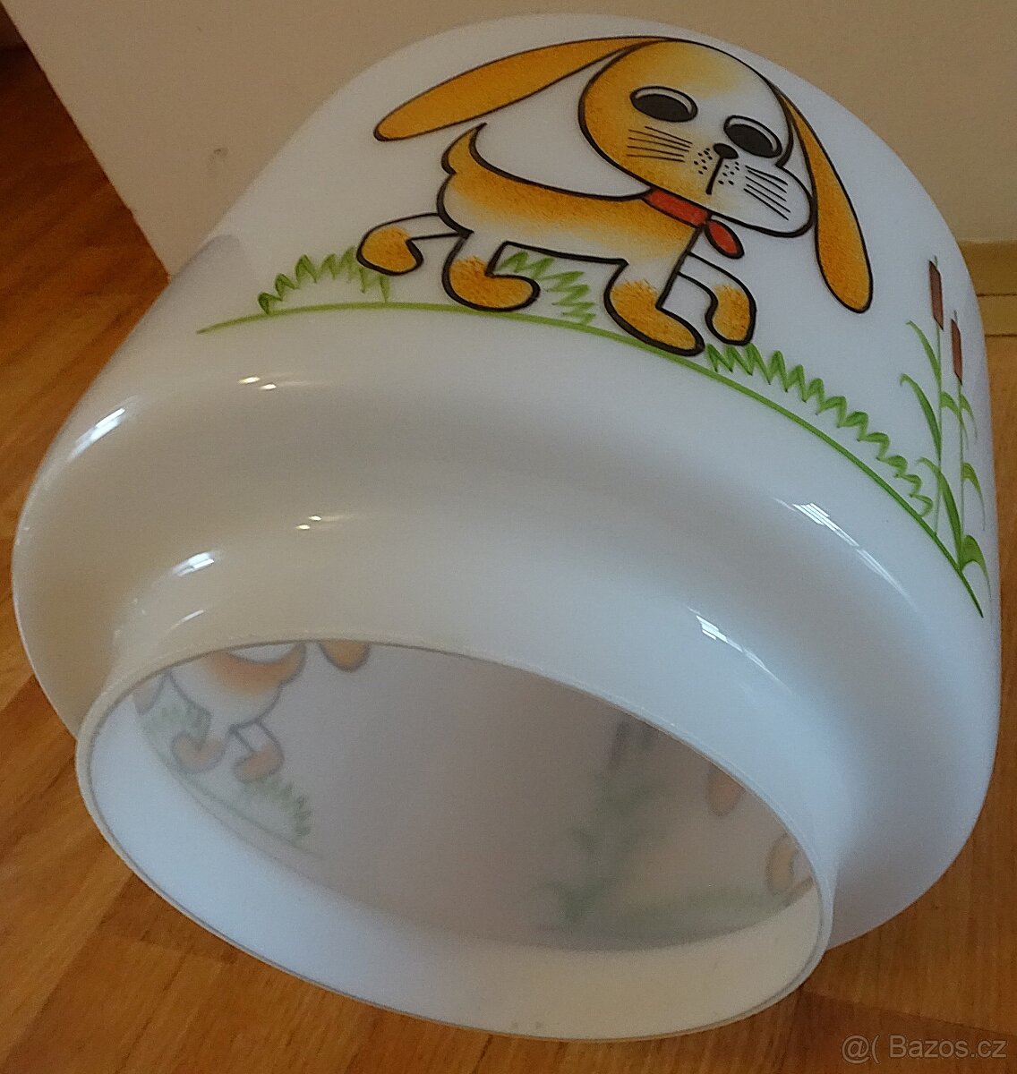 Retro dětský lustr se psem – skleněné stínidlo, 70.–80. léta - 7