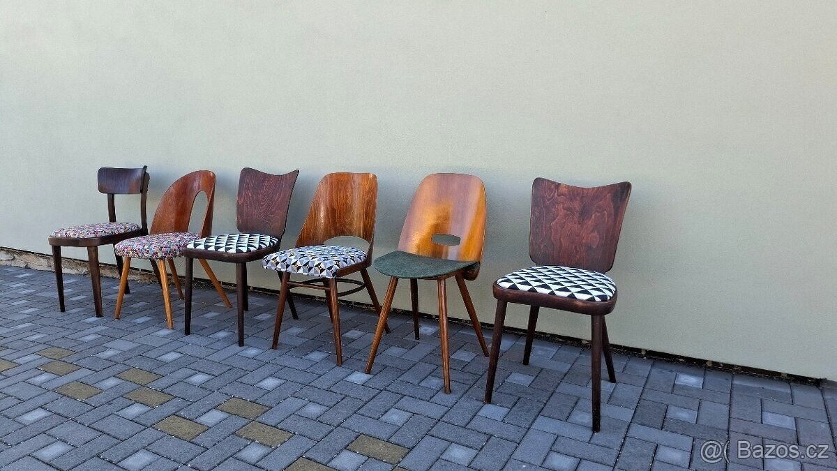 Mix čalouněných retro židlí 6ks - 7