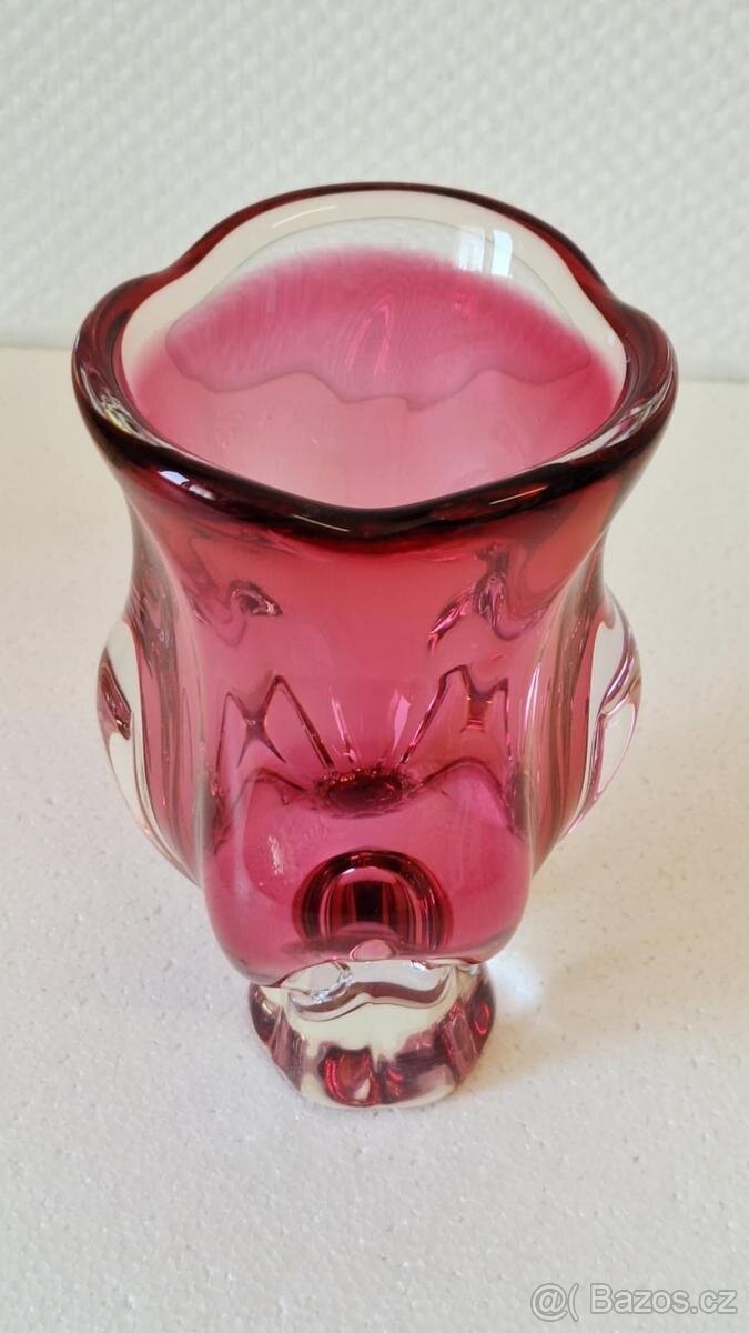 STARÁ VÁZA HUTNÍ SKLO. TOP STAV. - 7