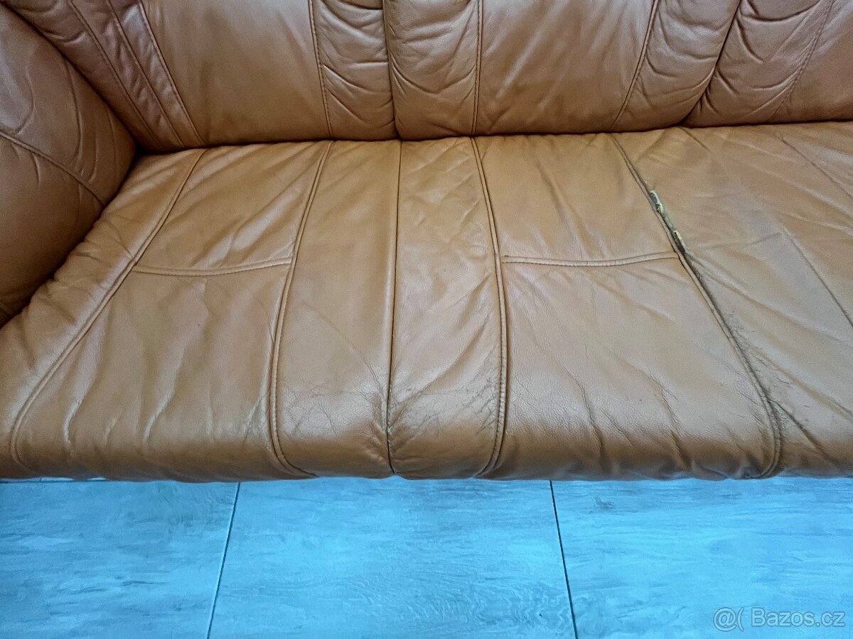 Kožená sedačka+ 2x křesla - 7
