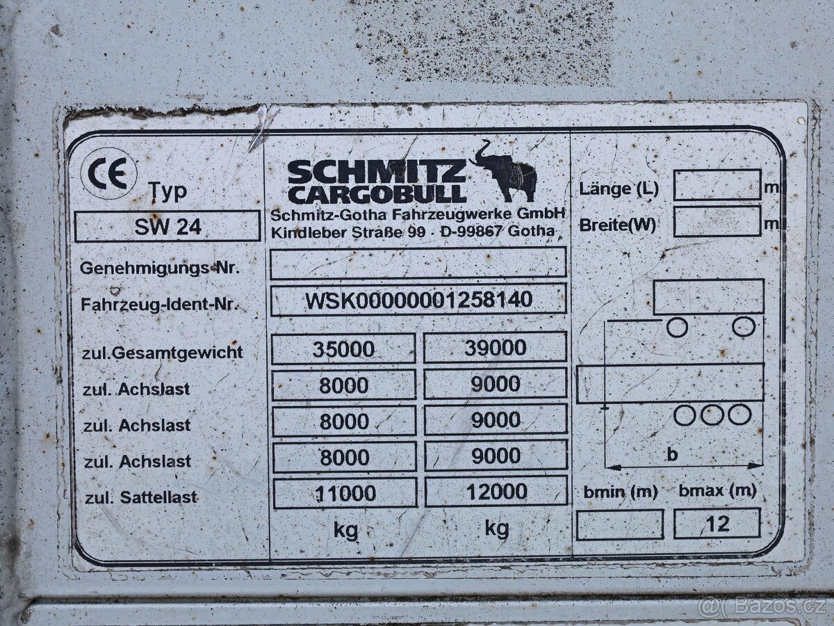 Schmitz CARGOBULL SW 24, 39 TUN, 92 CBM, NÁPRAVY SAF, ZVEDAC - 7
