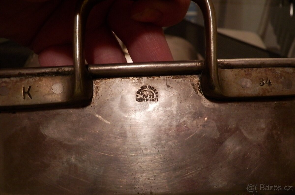 Starožitný Pekáč s poklopem zn.Berndorf Rein Nickel - 7