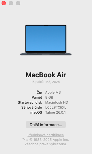 Apple MacBook Air 15" M3 10-GPU 8GB 256GB - Midnight CZ - 7