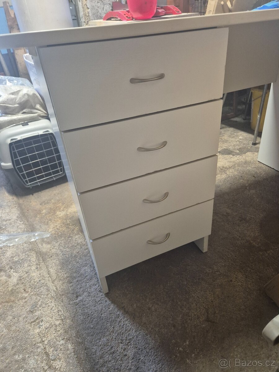 Psací stůl se šuplíky, bílý - 7