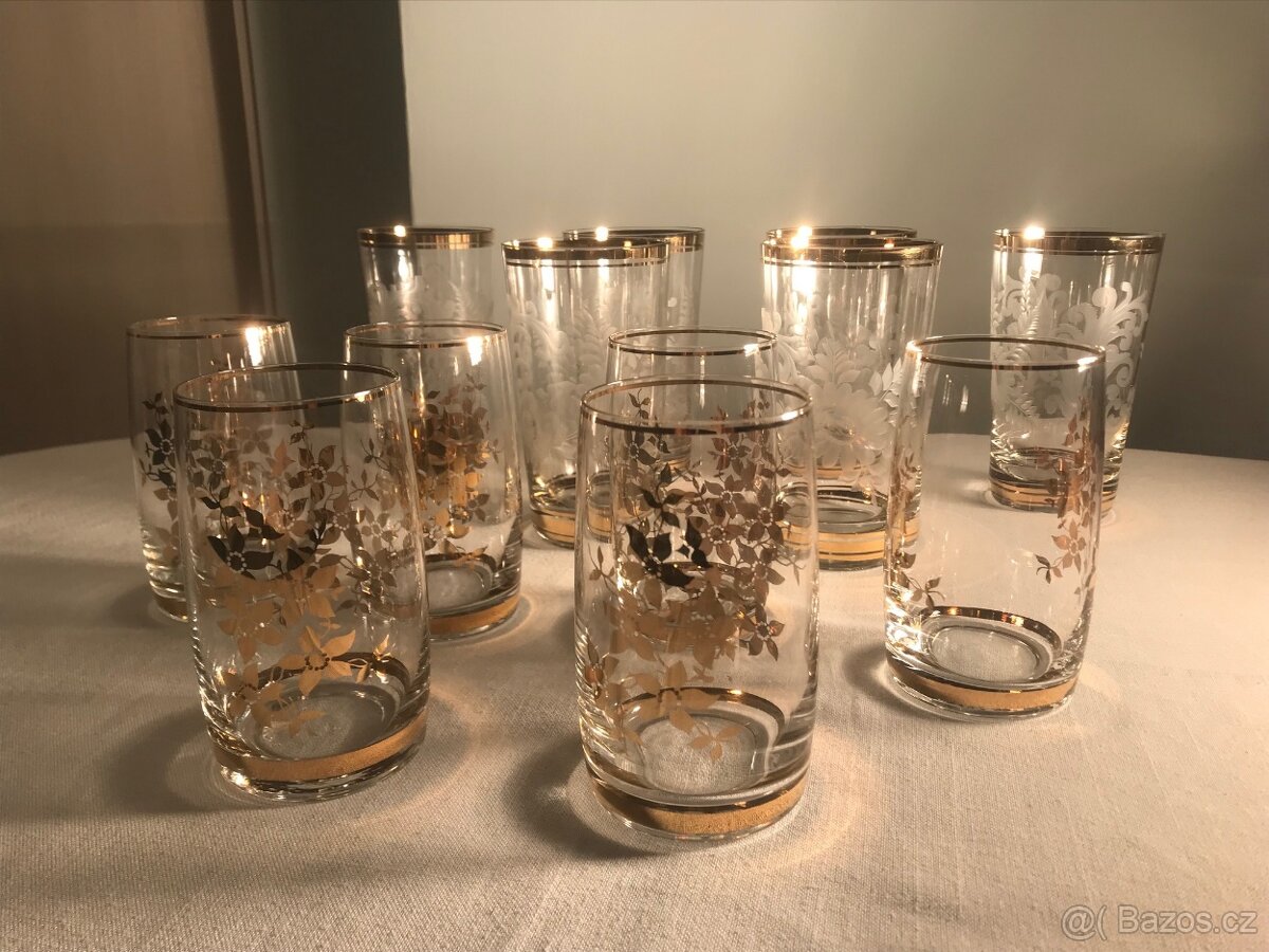 Bohemia Crystal broušené zlacené sklenice - 7