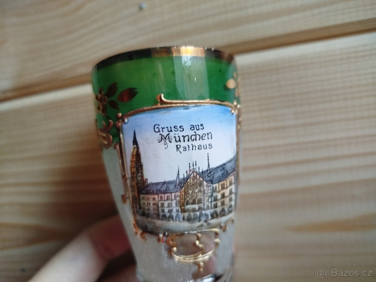 MNICHOV BOTA starožitná MALOVANÁ BOHATĚ ZDOBENÁ UPOMÍNKOVÁ - 7