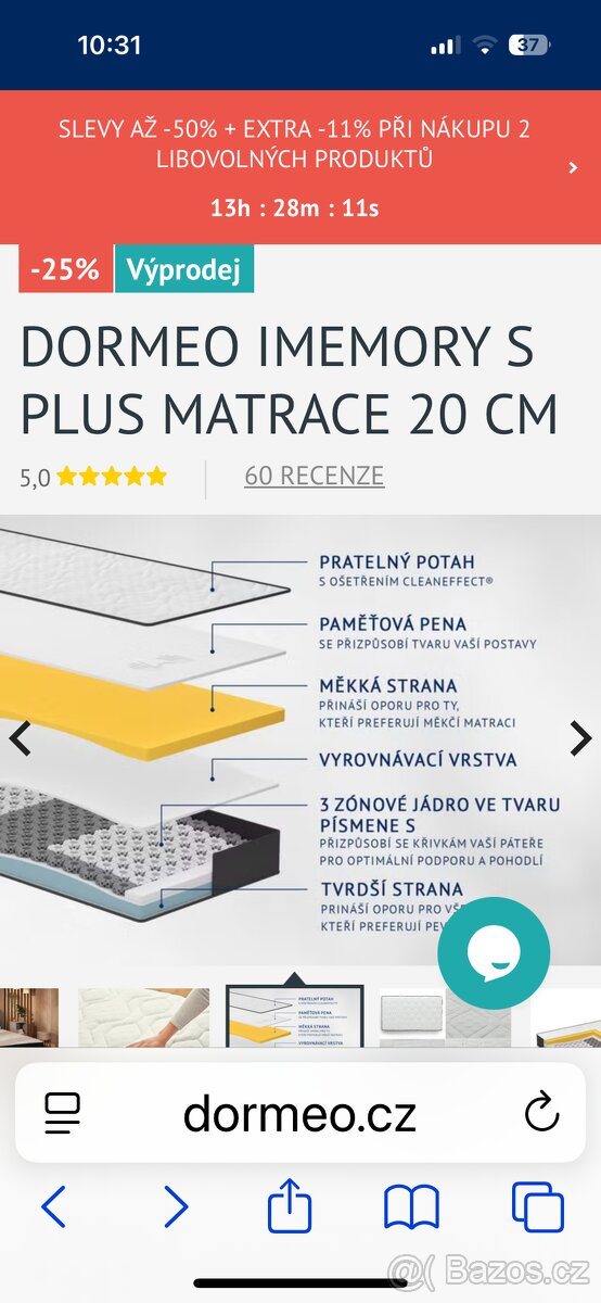 Matrace Dormeo Imemory 90/200-20cm - 7