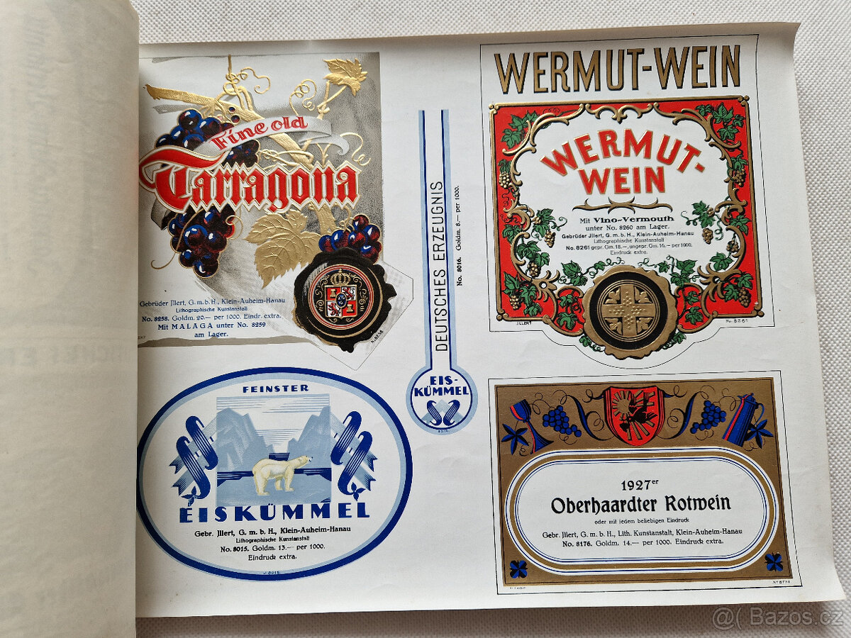 Starý reklamní vzorník etikety víno likér 1930 litografie - 7