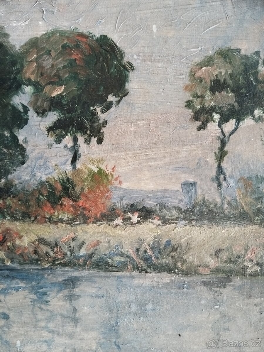 obraz KRAJINA S ČERVENÝM MOSTEM, olej, Bořivoj Žufan - 7