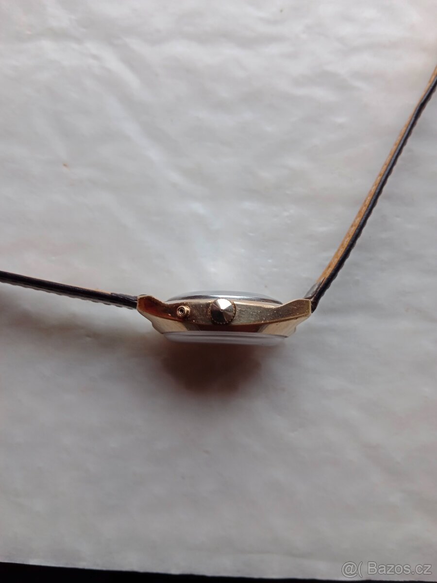 Staré funkční pozlacené hodinky Slava automati - 7