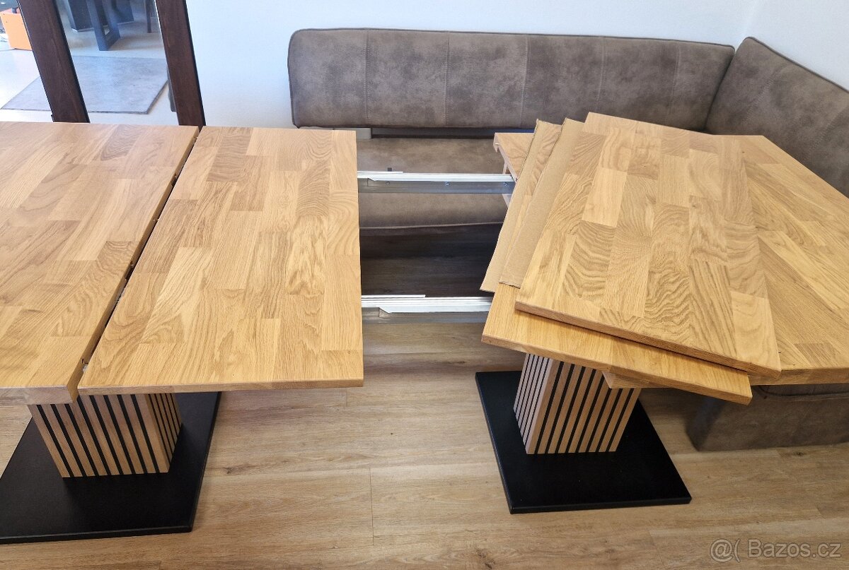 Sleva - Nový rozkládací stůl dub masiv 95x161+3x40 cm - 7