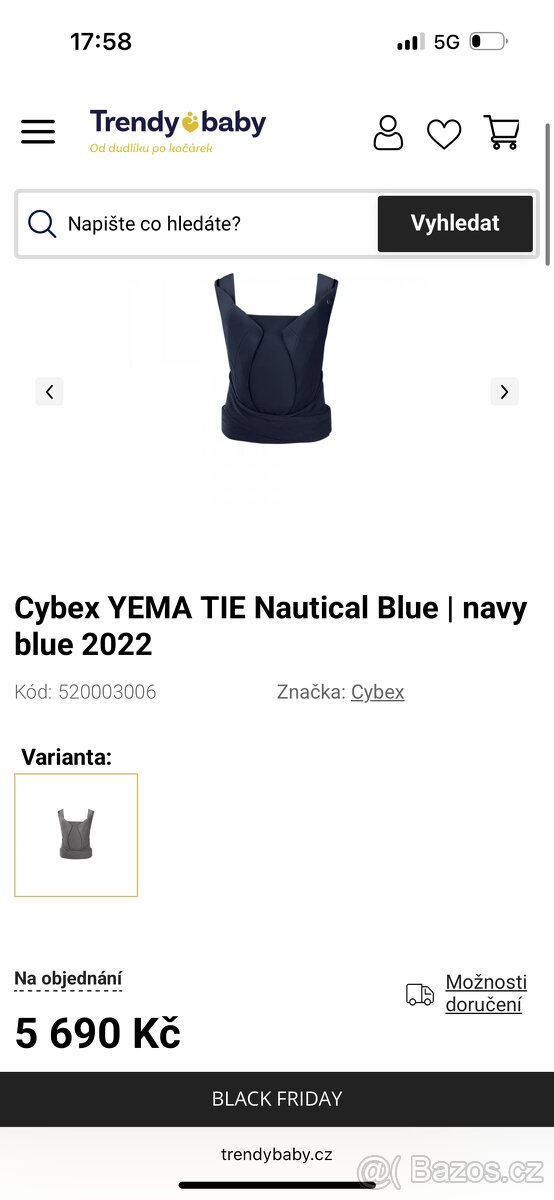 Nosítko Cybex YEMA TIE, Deep Black - 7