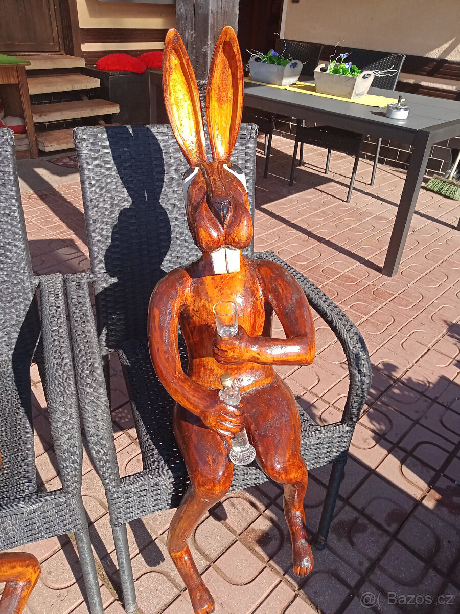 Dřevěné sochy - Velikonoční zajíci - - 7