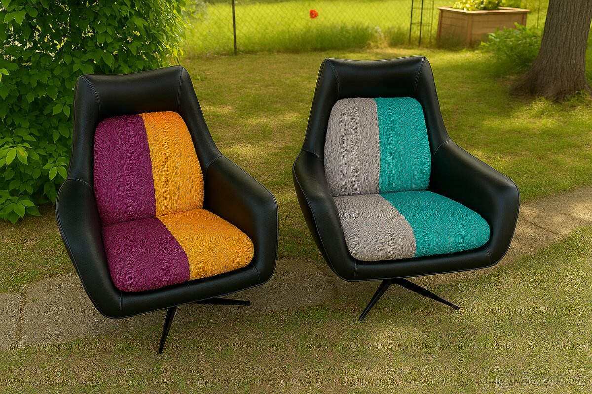 Retro křesla 2ks otočná - 7