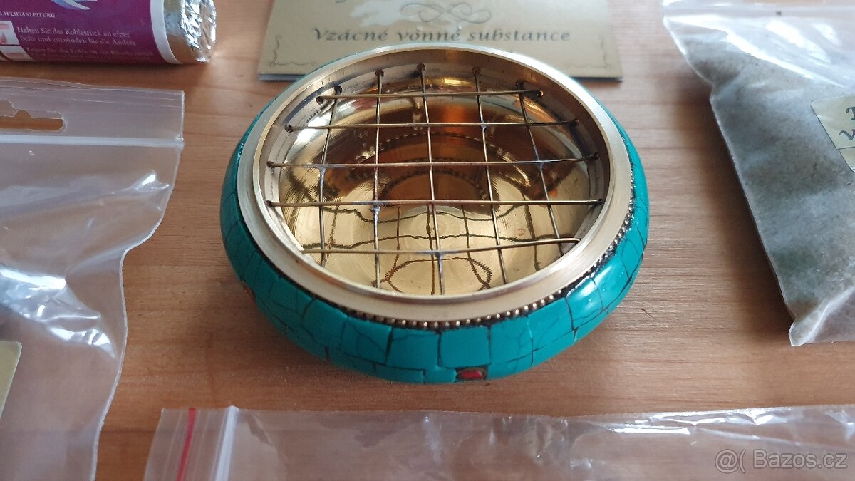 Mosazná miska s Tyrkysem, Korálem a Lapis Lazuli plus zdarma - 7