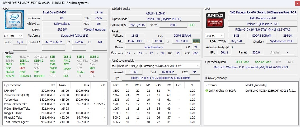 HERNÍ PC i5-7400 / RX 470 8GB / 16GB RAM / WIN 11 - 7