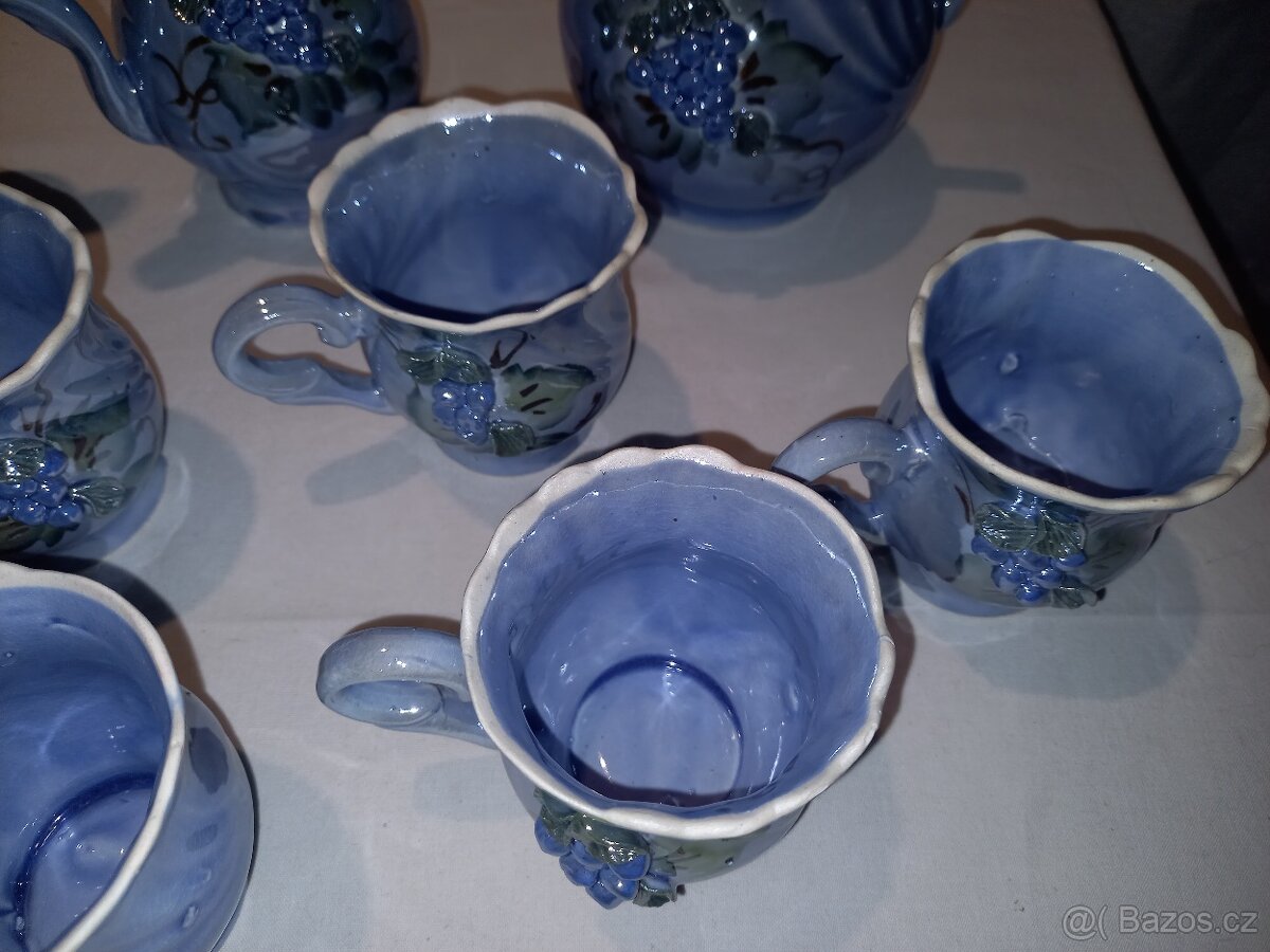 Glazurovaná keramika - kávový servis (9 ks). - 7