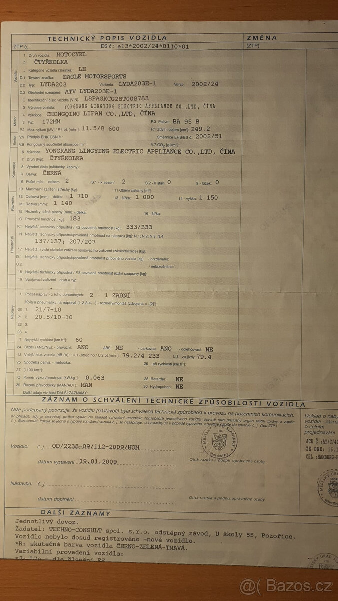 Čtyřkolka Eagle Motorsports, 250 ccm - 7