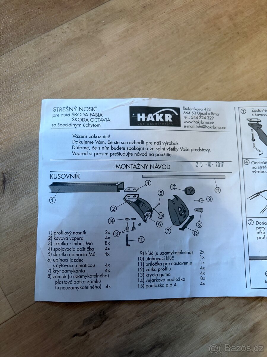 Střešní nosič HAKR pro Škoda Fabia / Škoda Octavia - 7