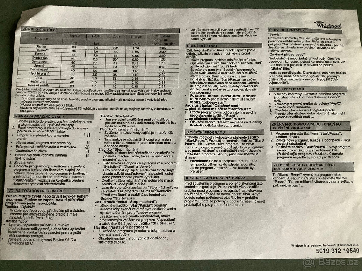 pračka Whirlpool AWE 7316 - 7