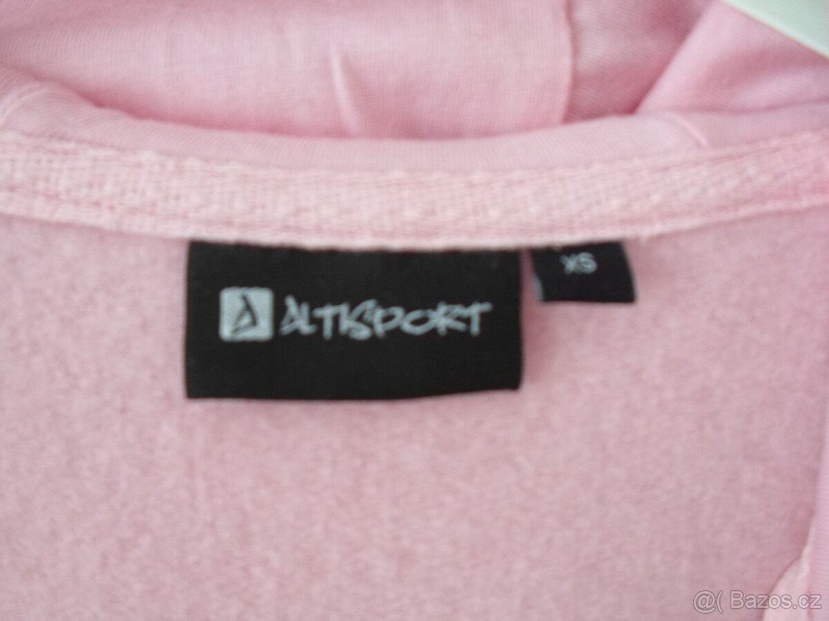 Růžová dlouhá mikina na zip s kapucí - XS, S - 7