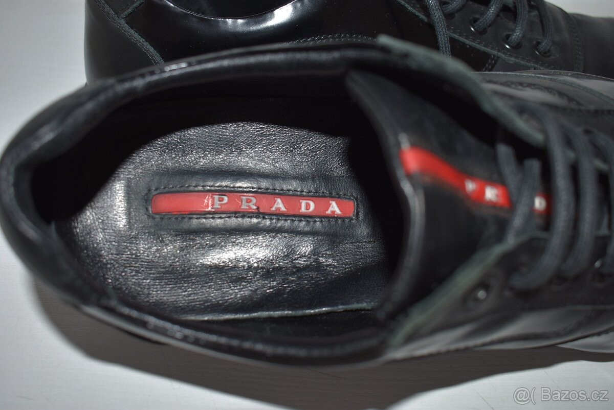 Černé kožené sneakers, zn. PRADA, vel. 42 - 7