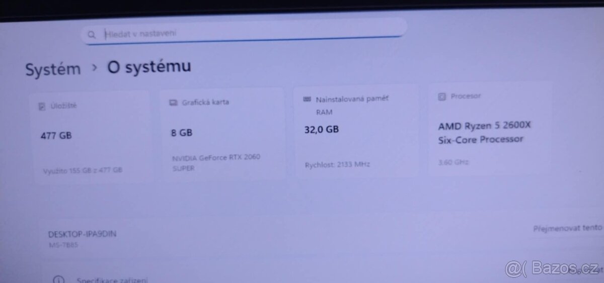 Herní PC – RTX 2060 SUPER / Ryzen 5 2600X / 32GB RAM + Wi-Fi - 7
