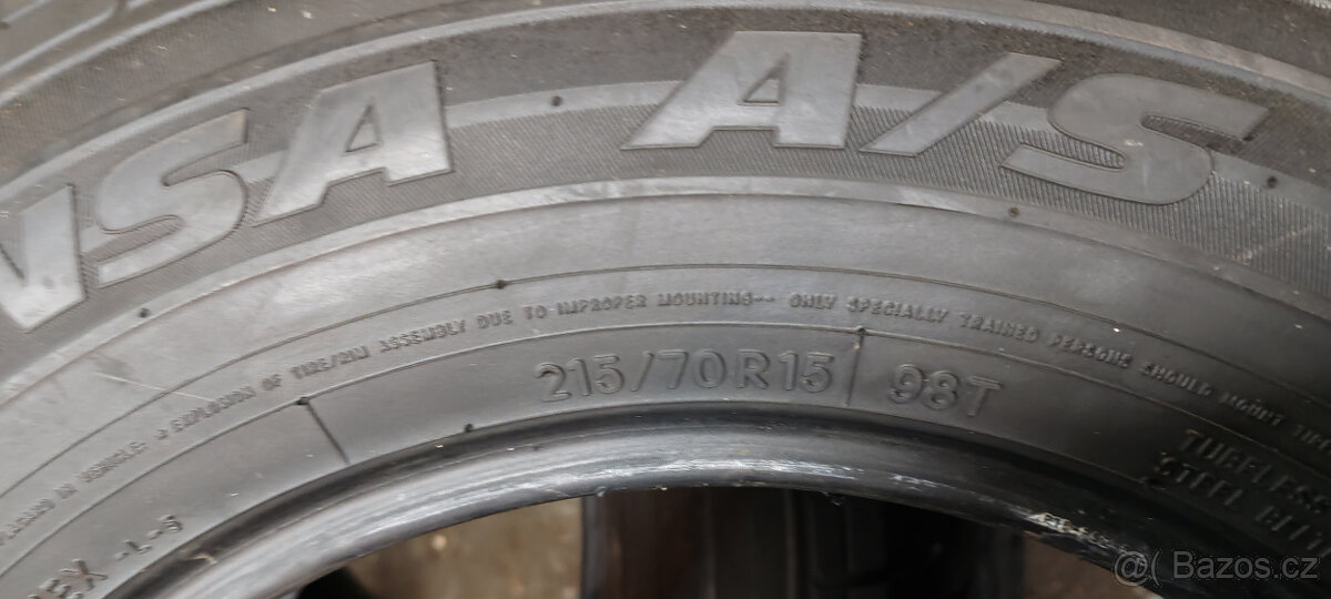 Celoroční pneumatiky TOYO A/S 215/70R15 98T 7,50mm - 7