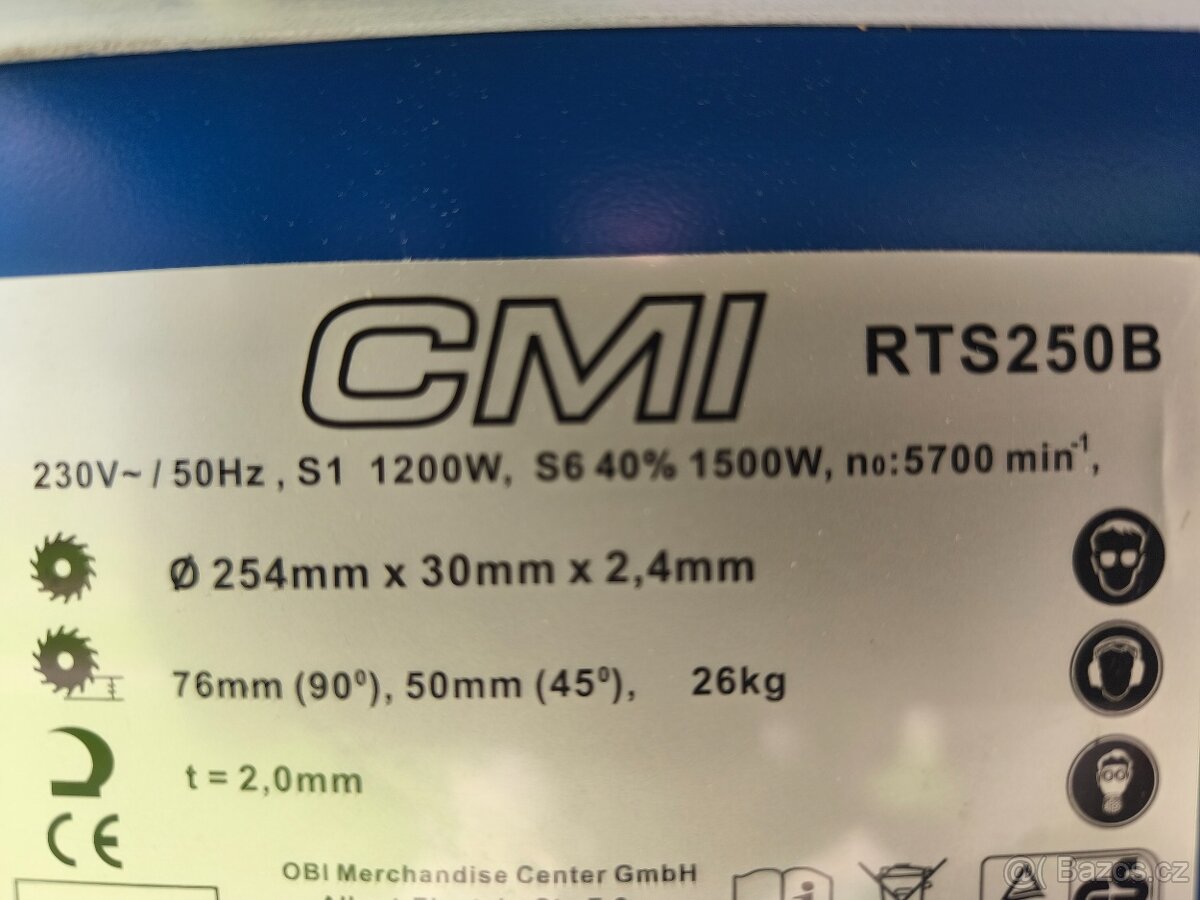 Prodám stolní kotoučovou pilu CMI RTS 250 -HLINÍKOVÝ STŮL. - 7