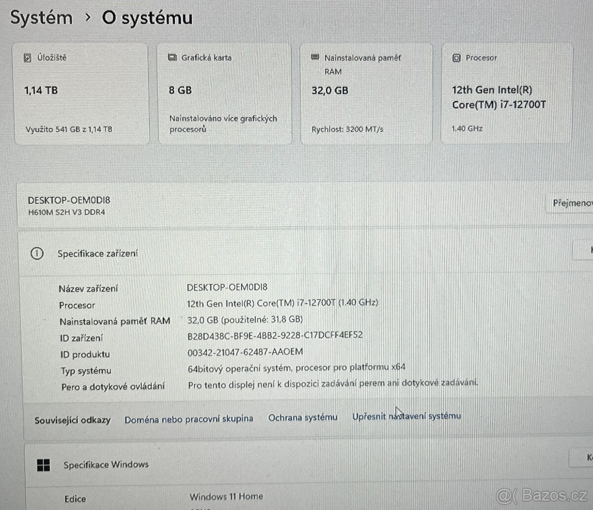 Herní strojovna RTX 3070 / i7 12700 / 32GB DDR4 - 7
