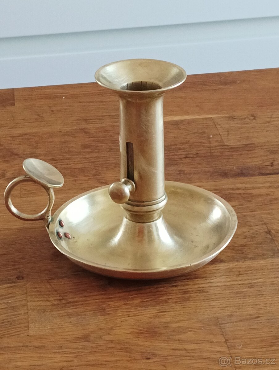 MOSAZNÝ EMPÍROVÝ SVÍCEN BIEDERMEIER Z 19. STOL. FRANCIE - 7