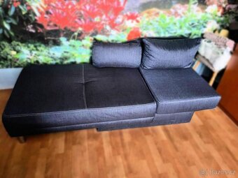 Rozkládací Gauč z modré Rifloviny - Textilní Potah - 7