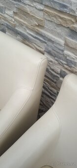Jídelní kožená křesla bílá 5ks - 7