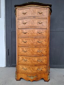 Starožitná šuplíková komoda s mramorem - 7