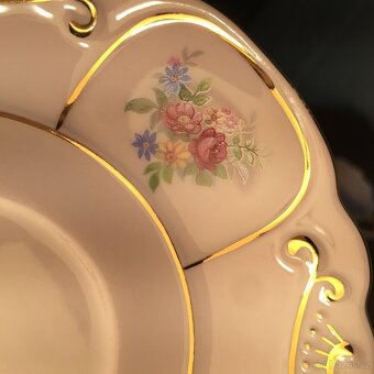 Růžový porcelán ručně malovaný 14K zlato Leander Loučky - 7