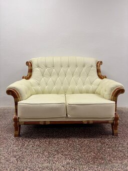 CHESTERFIELD SEDAČKA ŠTÝLOVA ,V KOMBIN.S DREVOM 3+2+1 - 7